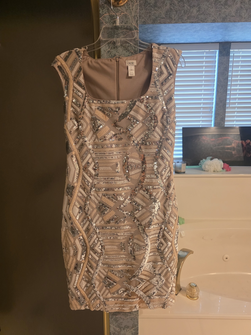 Cato Champagne Sequin Geometric Mini Dress